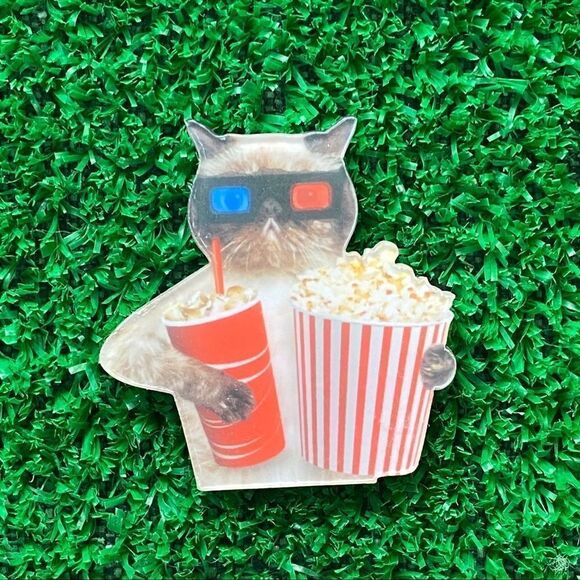 Jewelry - 3D Movies Cat Cinema Acrylic Pin/ Brooch